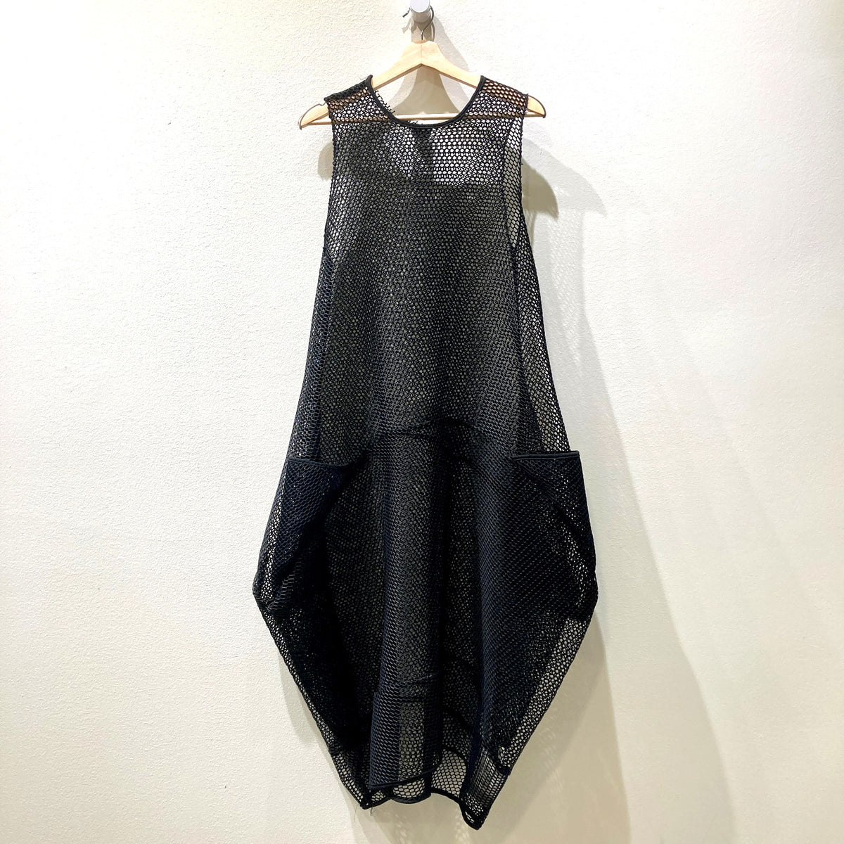 HEYDARI Black Mesh Net Fabric Lagenlook Midi Dress - Size M - 0914SM