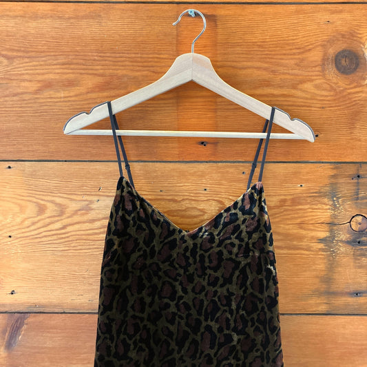 L'Agence Brown Black Leopard Print Sleeveless Velvet Dress - Size 2 - 1214CM