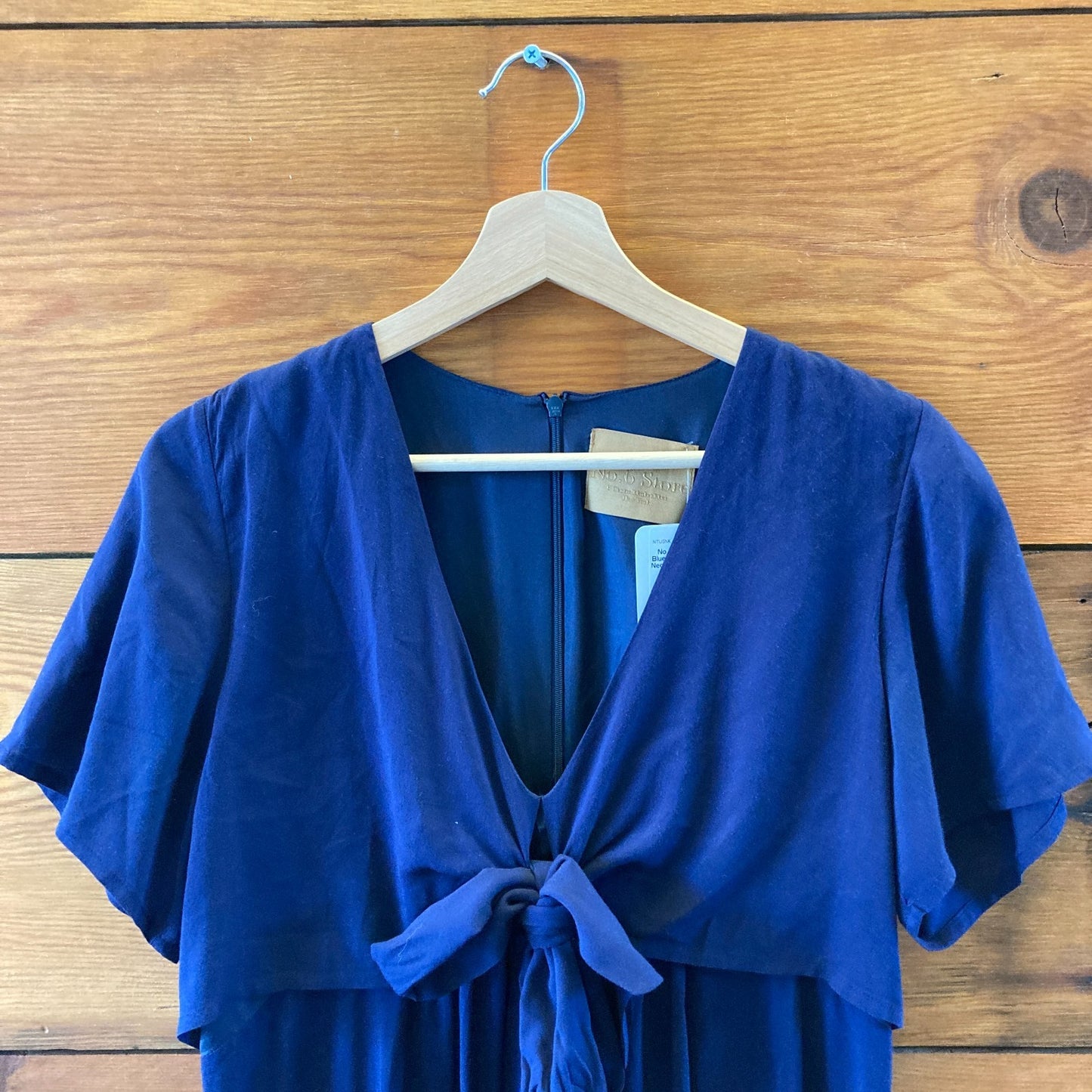 No 6 Store Navy Blue Short Sleeve V Neck Dress - Size 2 - 0504AK