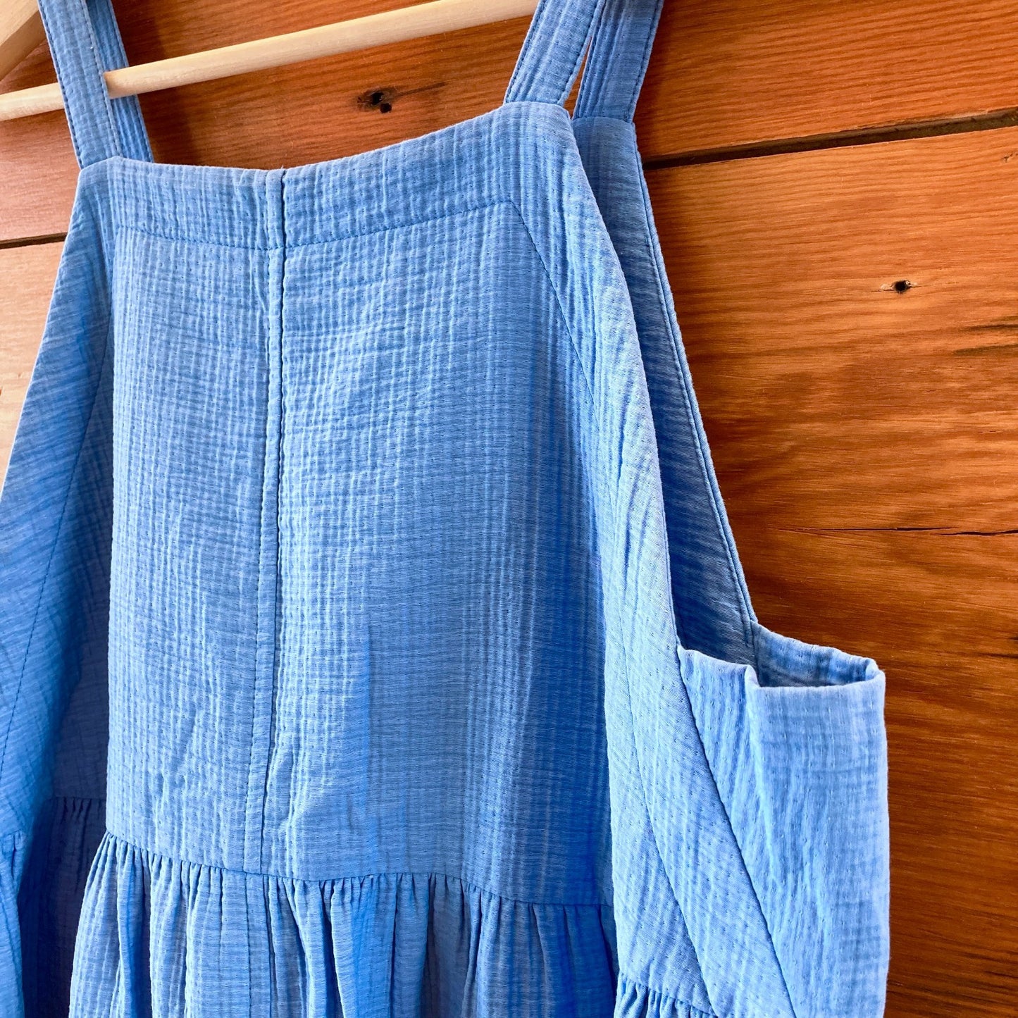 Rachel Comey Blue Fresco Cotton Square Neck Sleeveless Dress - Size S - 1125KG