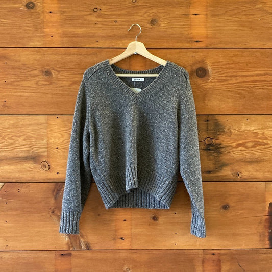 Buck Mason Speckled Gray Womens V-Neck Merino Wool Sweater - Size S - 0312IG