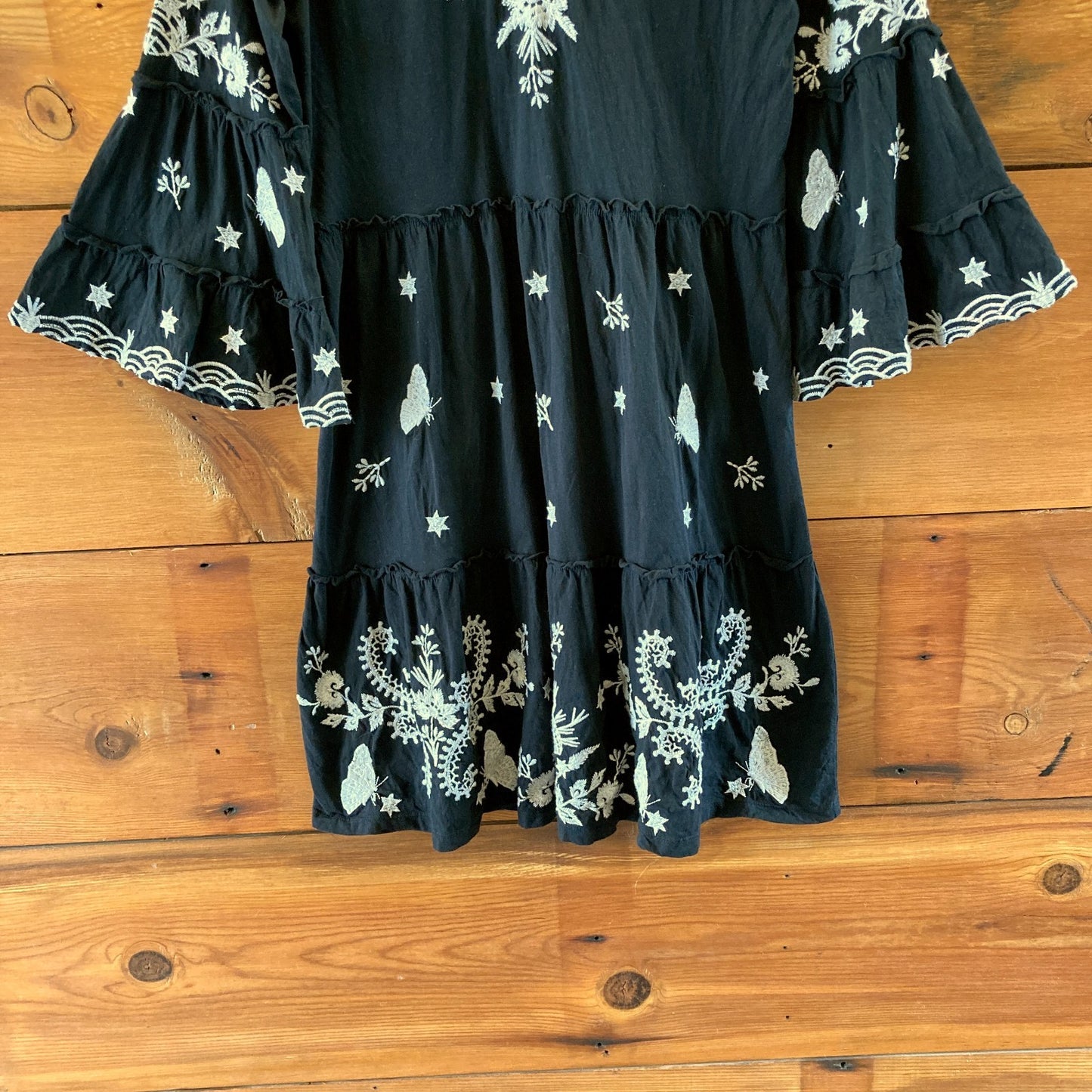 Johnny Was Los Angeles Black White Embroidered Arzella Dress - Size S - 0617RF