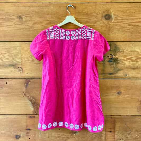 Johnny Was Magenta Pink Embroidered V Neck Tunic Top - Size S - 0621AS