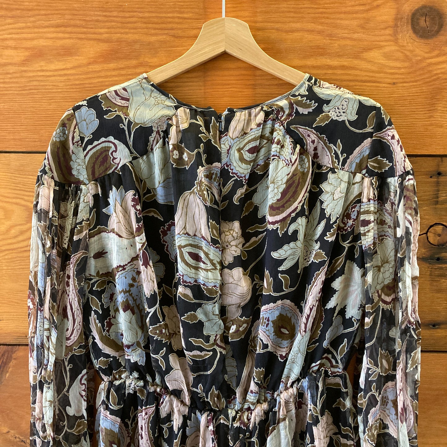 Zimmermann Black Floral Henna T-Bar Silk Playsuit Romper - Size 2 - 0809LD