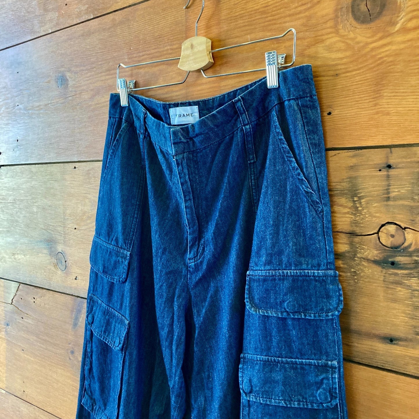 Frame Dark Wash Denim Relaxed Fit Cargo Jeans - Size 33 - 0710MG