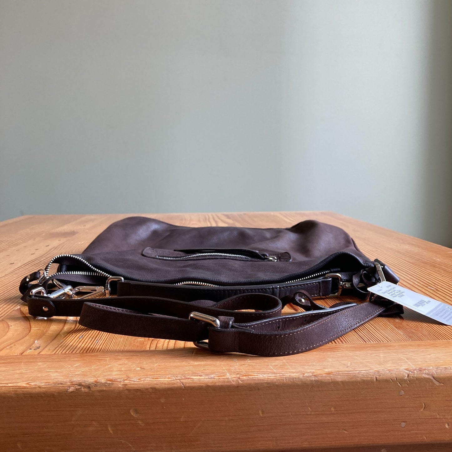 Gianni Chiarini Dark Brown Soft Leather Top Zip Hobo Purse Bag - 0209SB