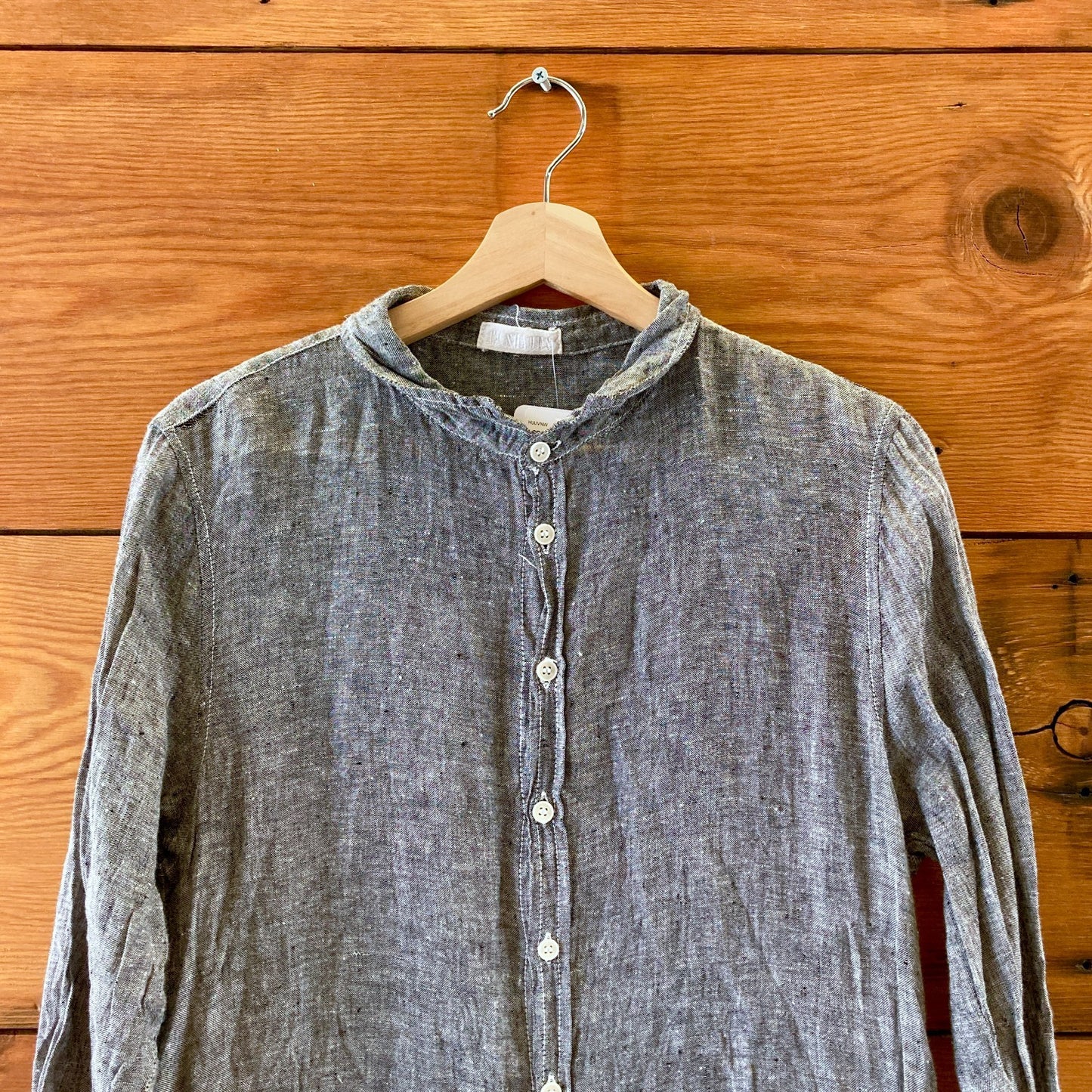 CP Shades Gray 100% Linen Long Sleeve Button Front Shirt Dress - Size M - 0721DK