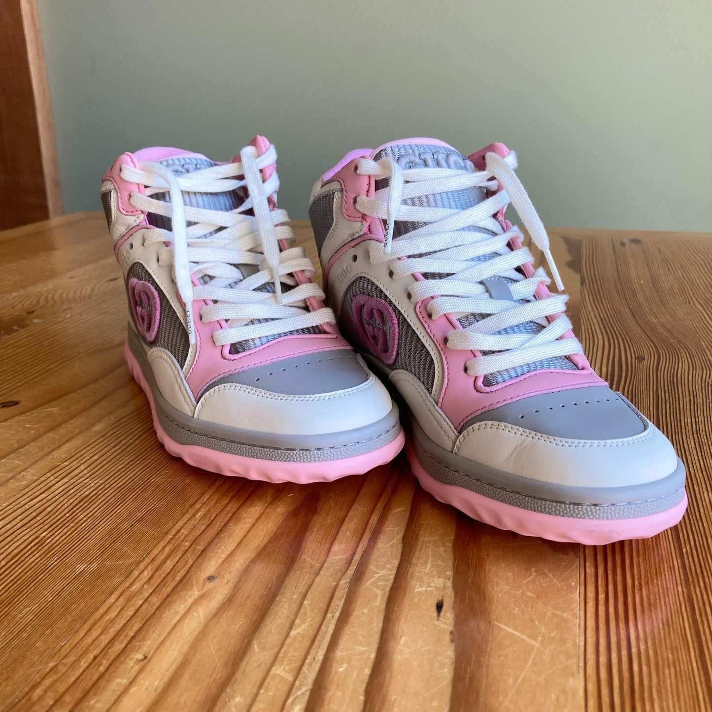 Gucci White / Pink High Top Mac80 Sneakers Shoes - Sz 34.5 / 4.5 US NIB - 0415AB
