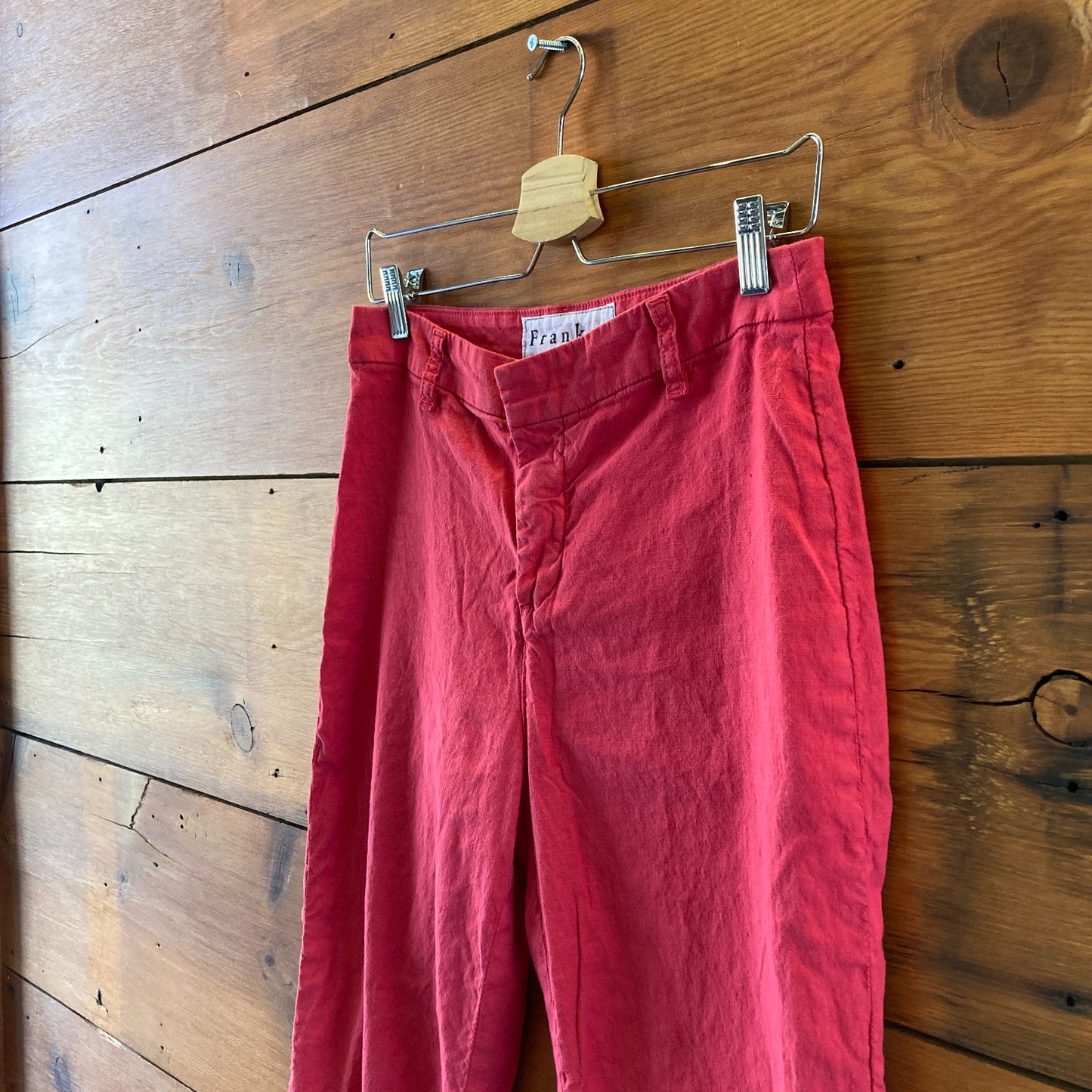 Frank & Eileen Red Kinsale Cotton Flax Frayed Hem Pants - Size 6 - 0721DK