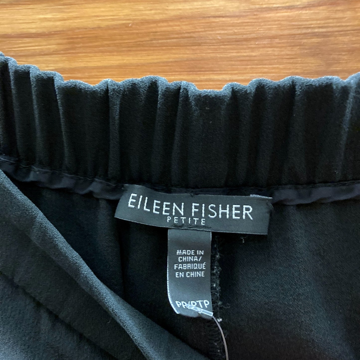PP / XS - Eileen Fisher Black Pull-On Elastic Waist 100% Silk Pants 1128SD