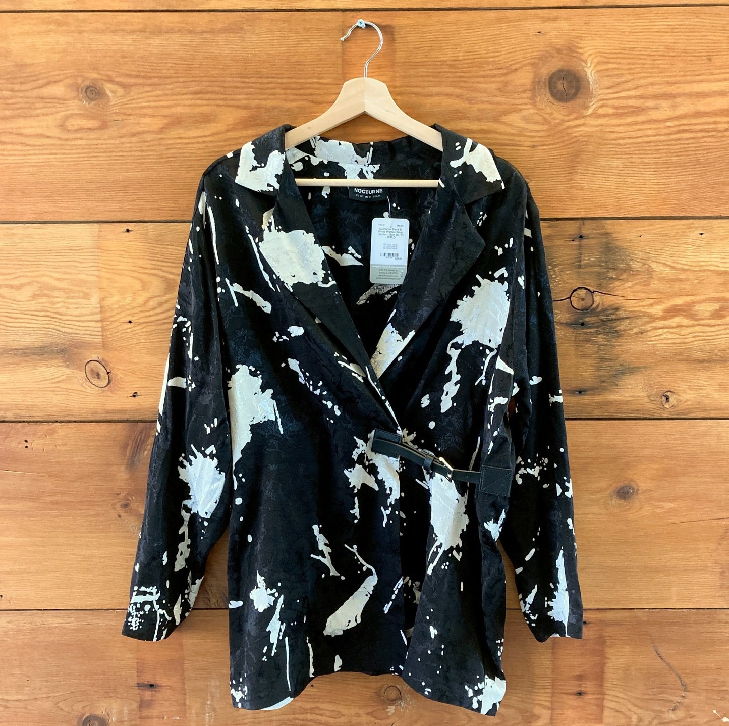 Nocturne Black & White Printed Wrap Jacket - Size 38 / M - 1016LD