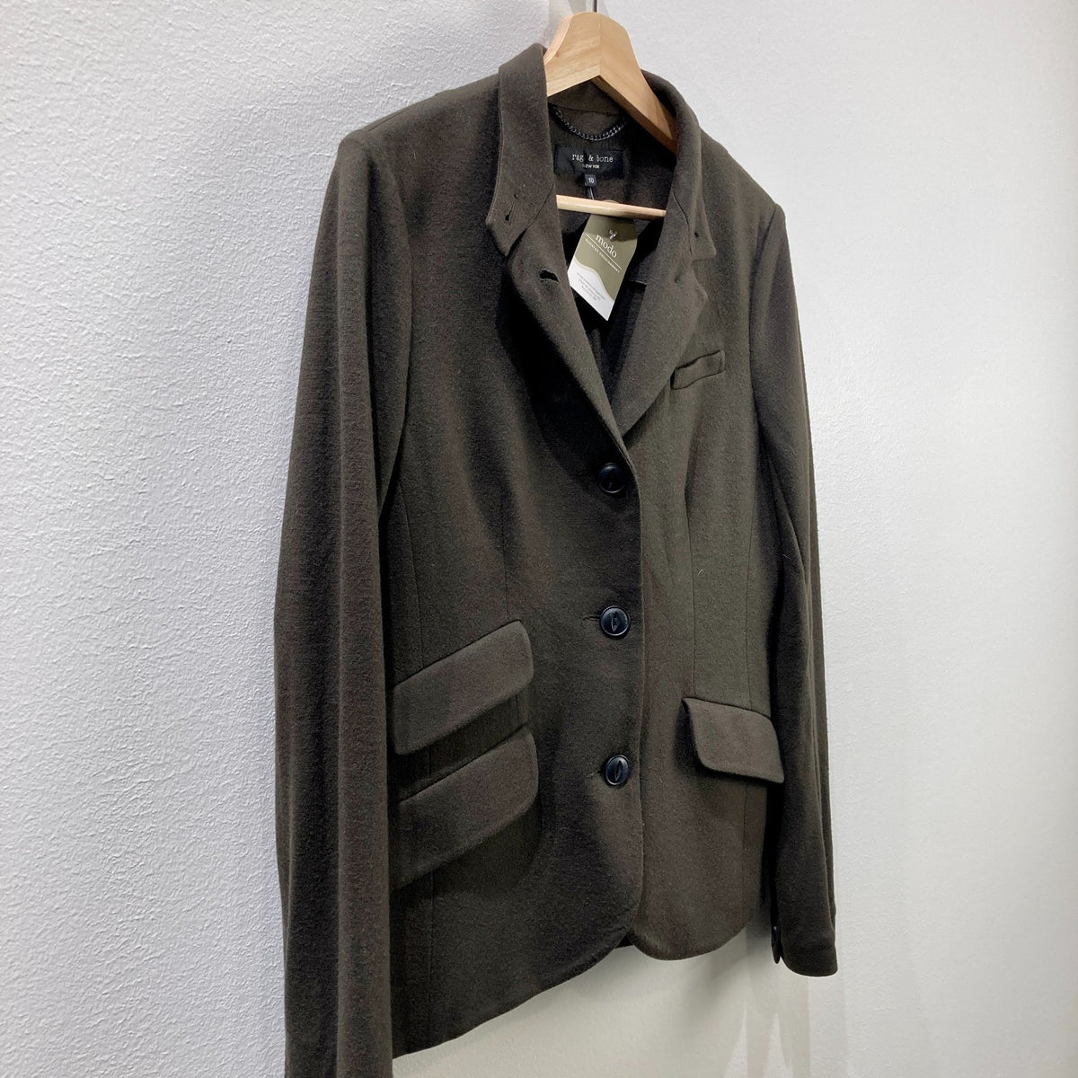 Rag & Bone Brown Wool Slade Button Front Blazer Jacket - Size 10 - 0721DK