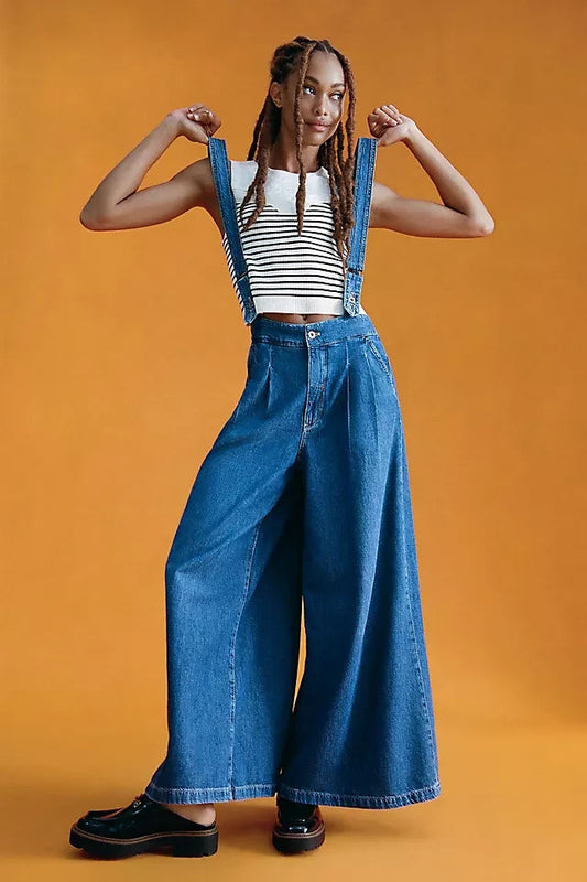 Pilcro Anthropologie Pilcro Wide-Leg Suspenders Jeans - Size 28 - 0314GM