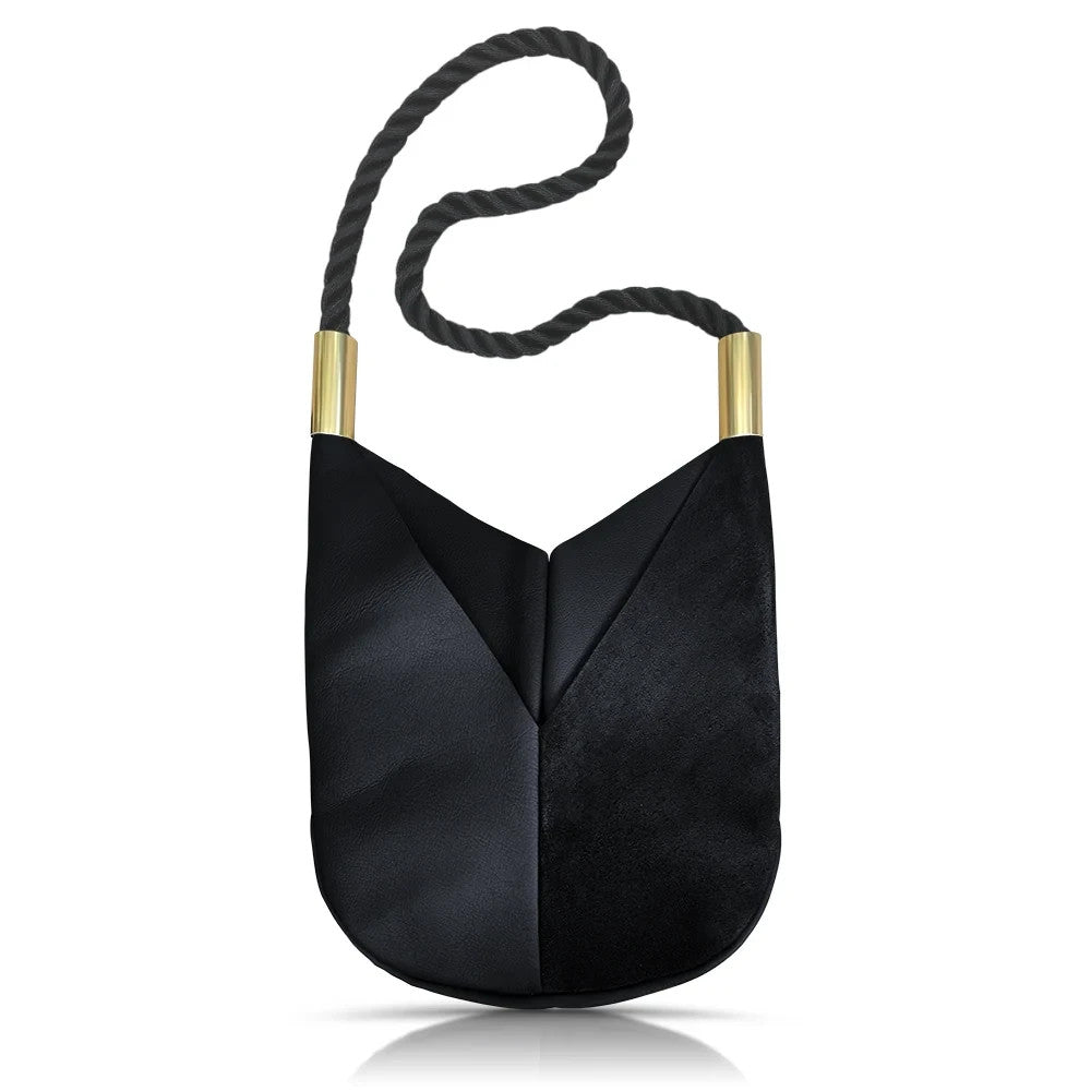 Wildwood Oyster $498 Black Leather Large Mermaid Crossbody Purse - 0217RC