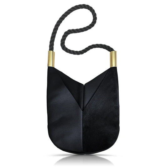 Wildwood Oyster $498 Black Leather Large Mermaid Crossbody Purse - 0217RC