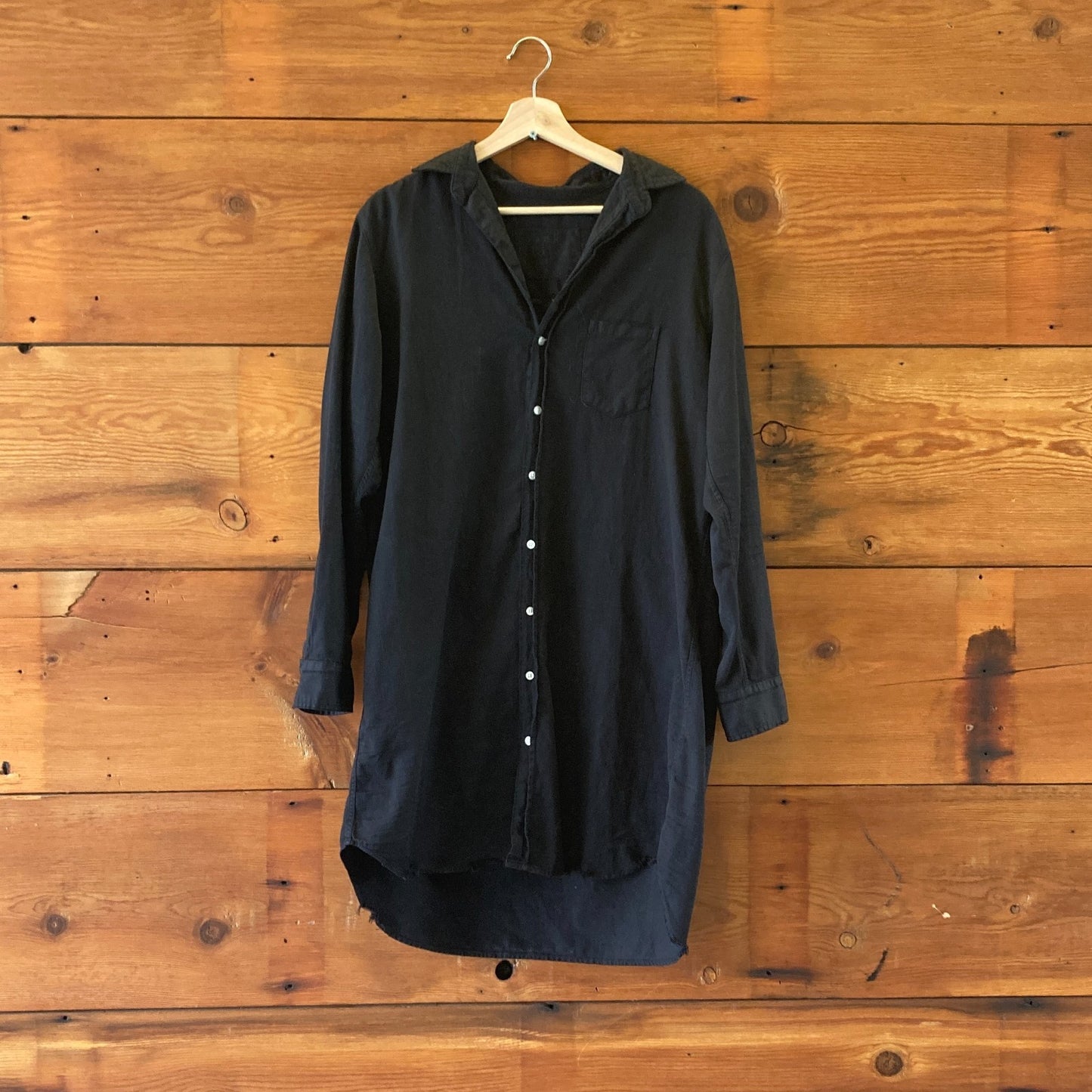 Frank & Eileen $328 Black Button Front Cotton Mary Dress - Size M - 0603AG
