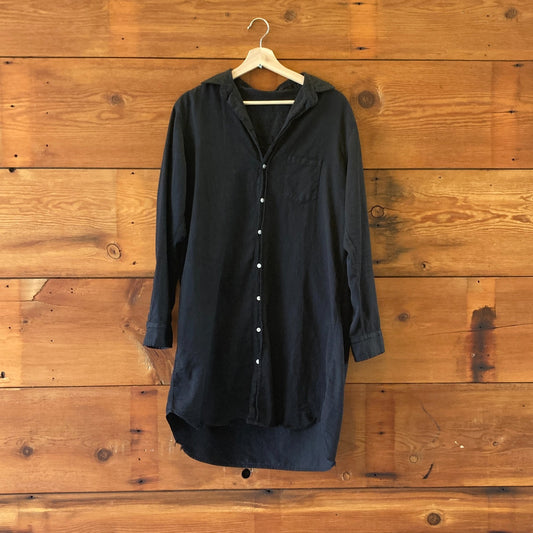 Frank & Eileen $328 Black Button Front Cotton Mary Dress - Size M - 0603AG