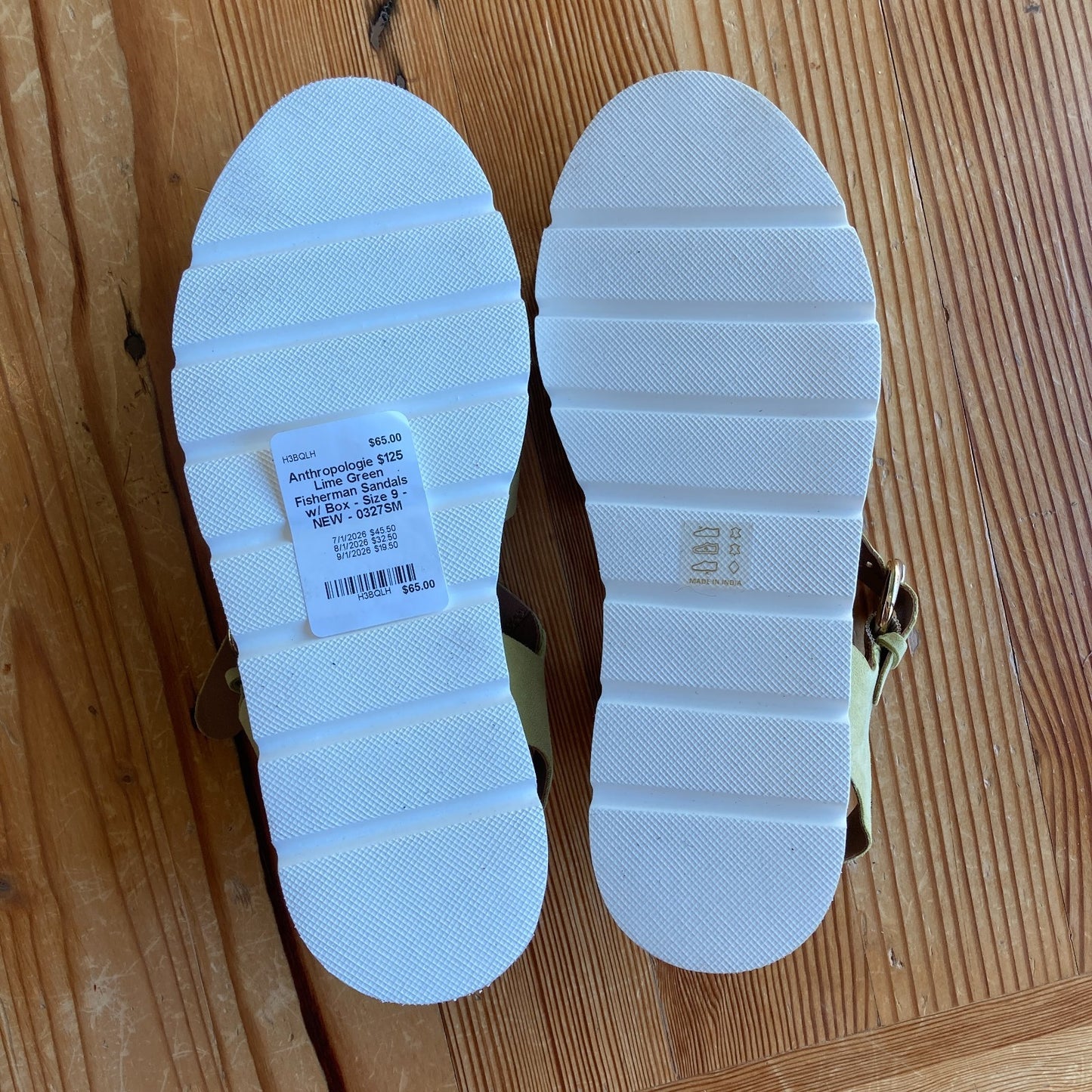 Anthropologie $125 Lime Green Fisherman Sandals w/ Box - Size 9 - NEW - 0327SM