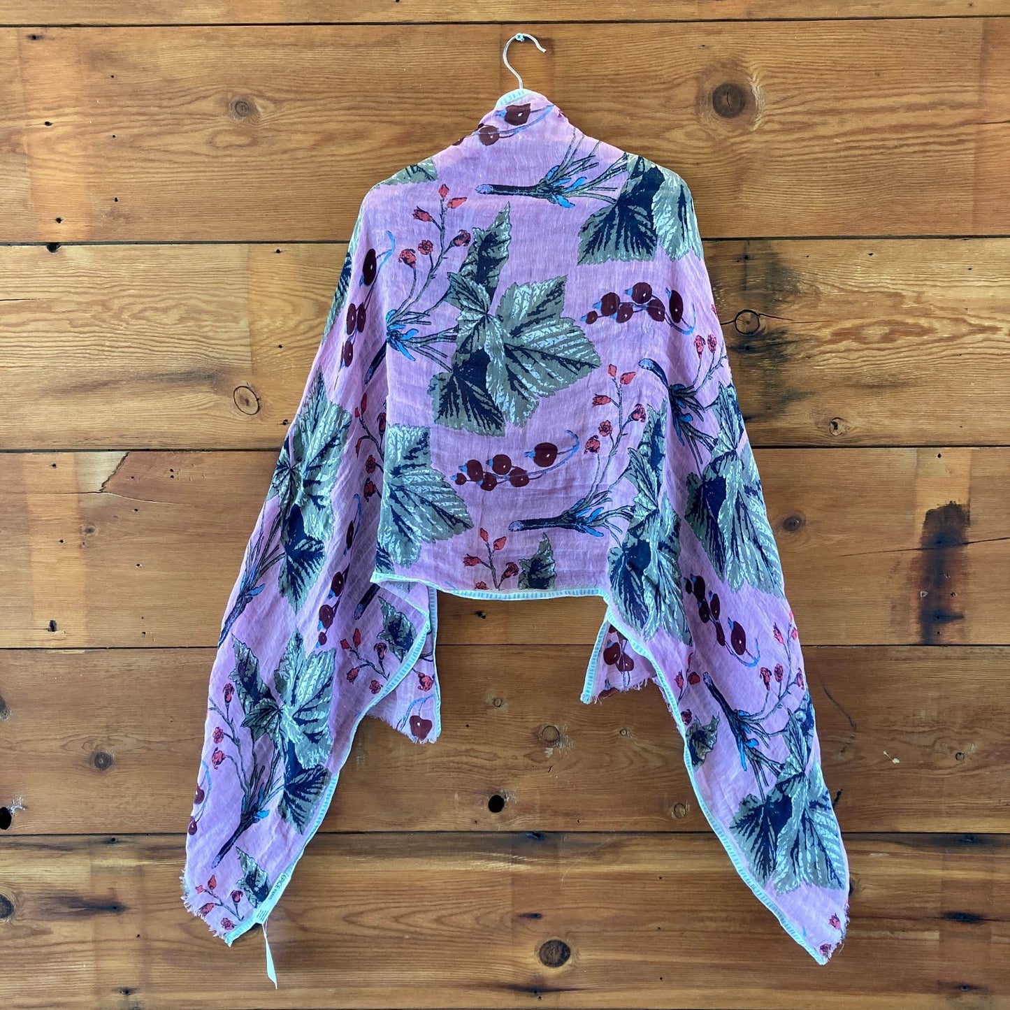 Epice Paris Pink Gray Floral Stole Linen Cotton Scarf - 4427SC
