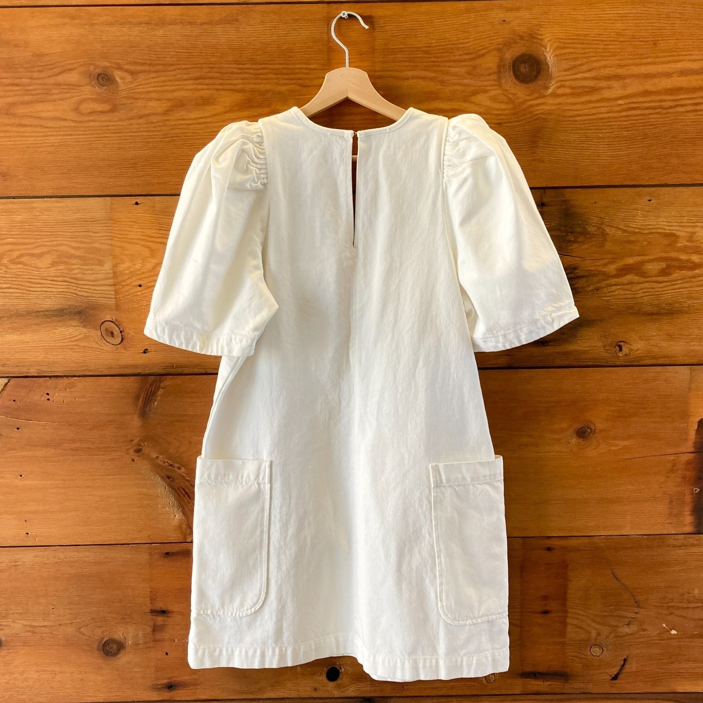 Citizens of Humanity White Denim Puff Sleeve Delilah Dress - Size M - 1203TR