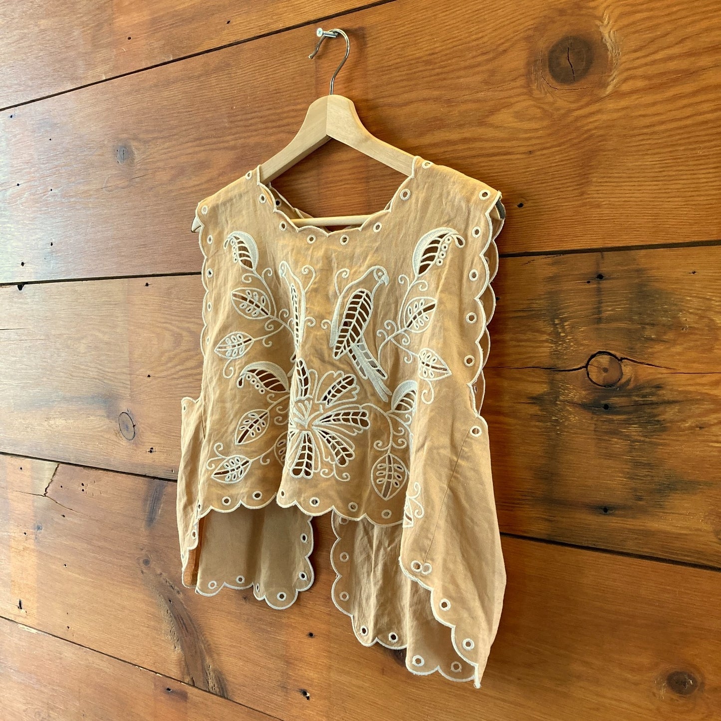 Farm Rio $175 Sand Richelieu Eyelet Embroidered Crop Tank Top - Size L - 0715DP