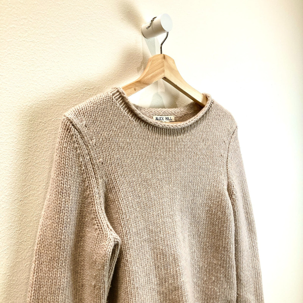 Alex Mill Tan Rolled Crew Neck Extrafine Merino Wool Sweater - Size S - 0606RO