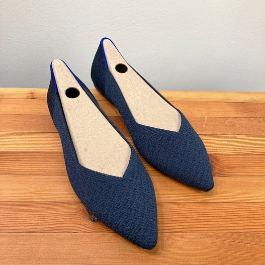 Rothy's Navy Herringbone Pointed III Flats Shoes - Sz 10 - NEW w/ Box - 0103JM