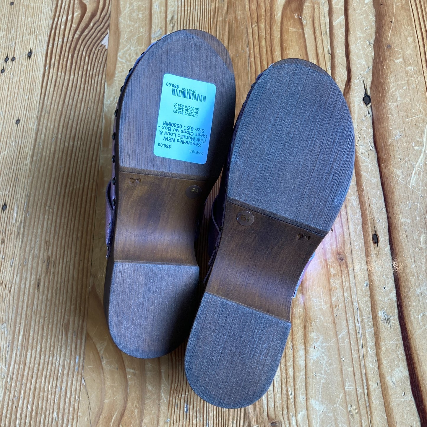 Seychelles NEW Pink Metallic Loud & Clear Clogs w/ Box - Size 6.5 - 0530MM