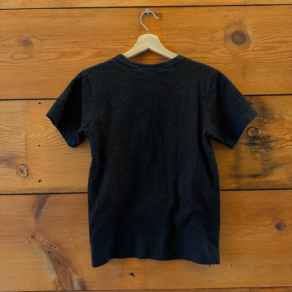 Comme Des Garcons Black Short Sleeve Lace Shirt - Size M - 0504AK