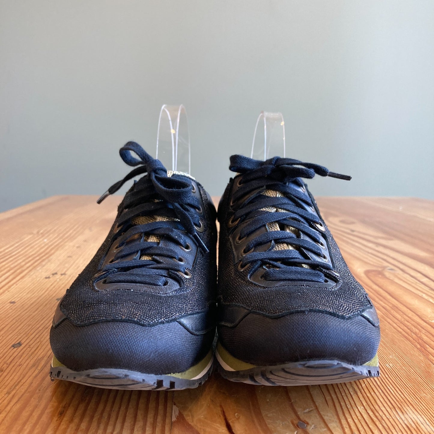 Lanvin Black Reflective Lace Up Leather Sneakers Shoes - Size 39 / 8 - 1217RM