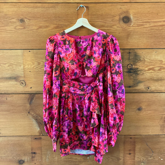 For Love & Lemons Pink Floral Lauren Cut Out Dress - Size XS - NEW - 0515CJ