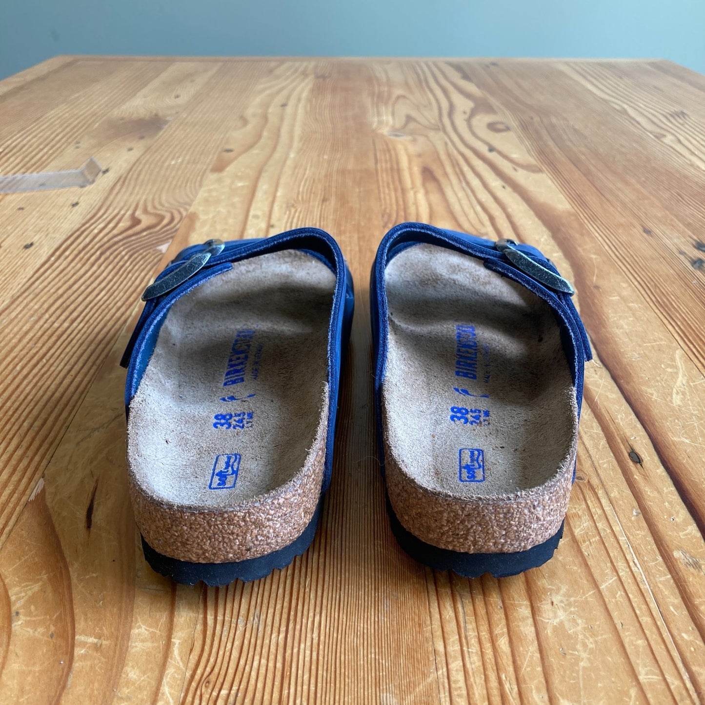 Birkenstock Blue Nubuck Leather Arizona Sandals Shoes - Size 38 w/ Box - 0514AK