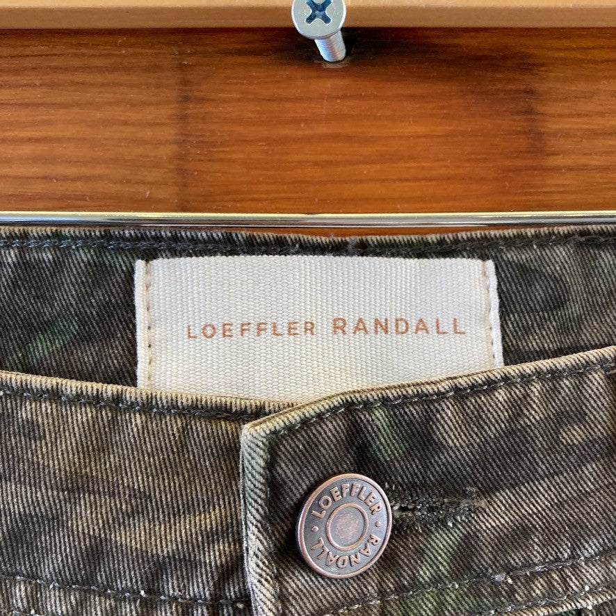 Loeffler Randall Green Camo Straight Leg Utility Jeans - Size 00 / XS - 0312IG