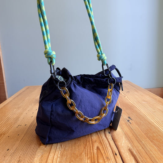 Rotunda Black Rope Strap & Amber Chain Tote Sant Hobo Bag - 0929LL