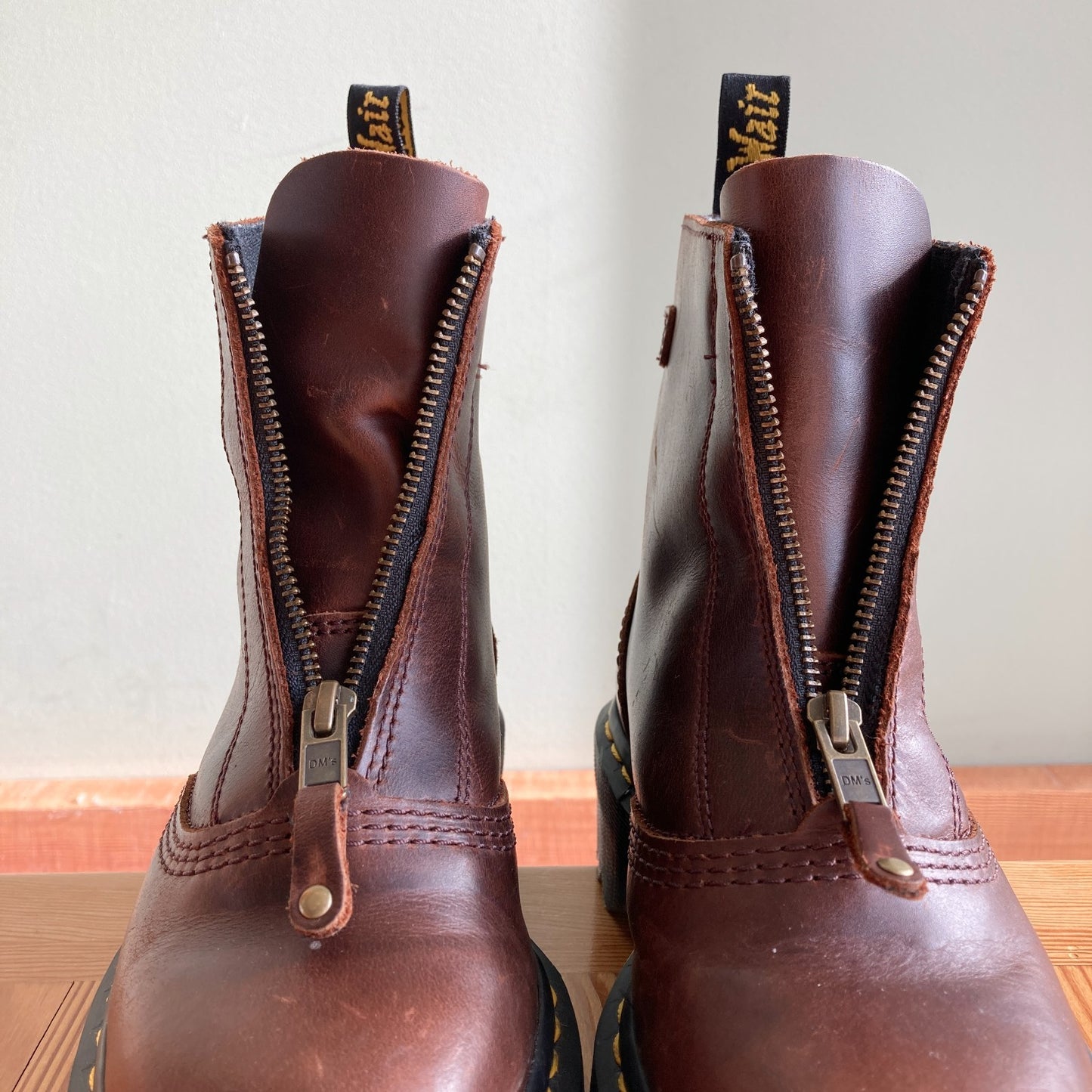 37 / 6 - Dr. Martens Dark Brown Leather Jetta Platform Boots w/ Zip 0312IG