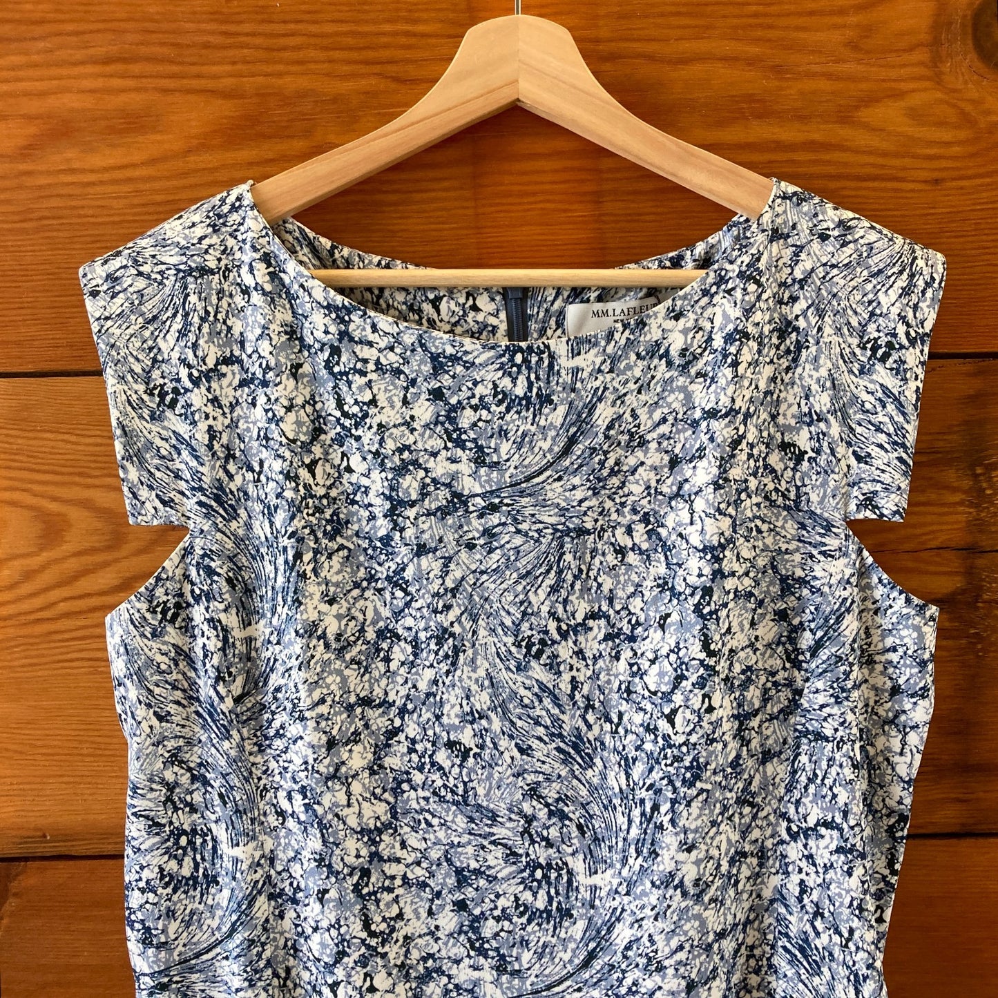 14 - M.M. Lafleur Indigo Marble Print NEW Sarah 7.0 Sleeveless Dress 0416JW