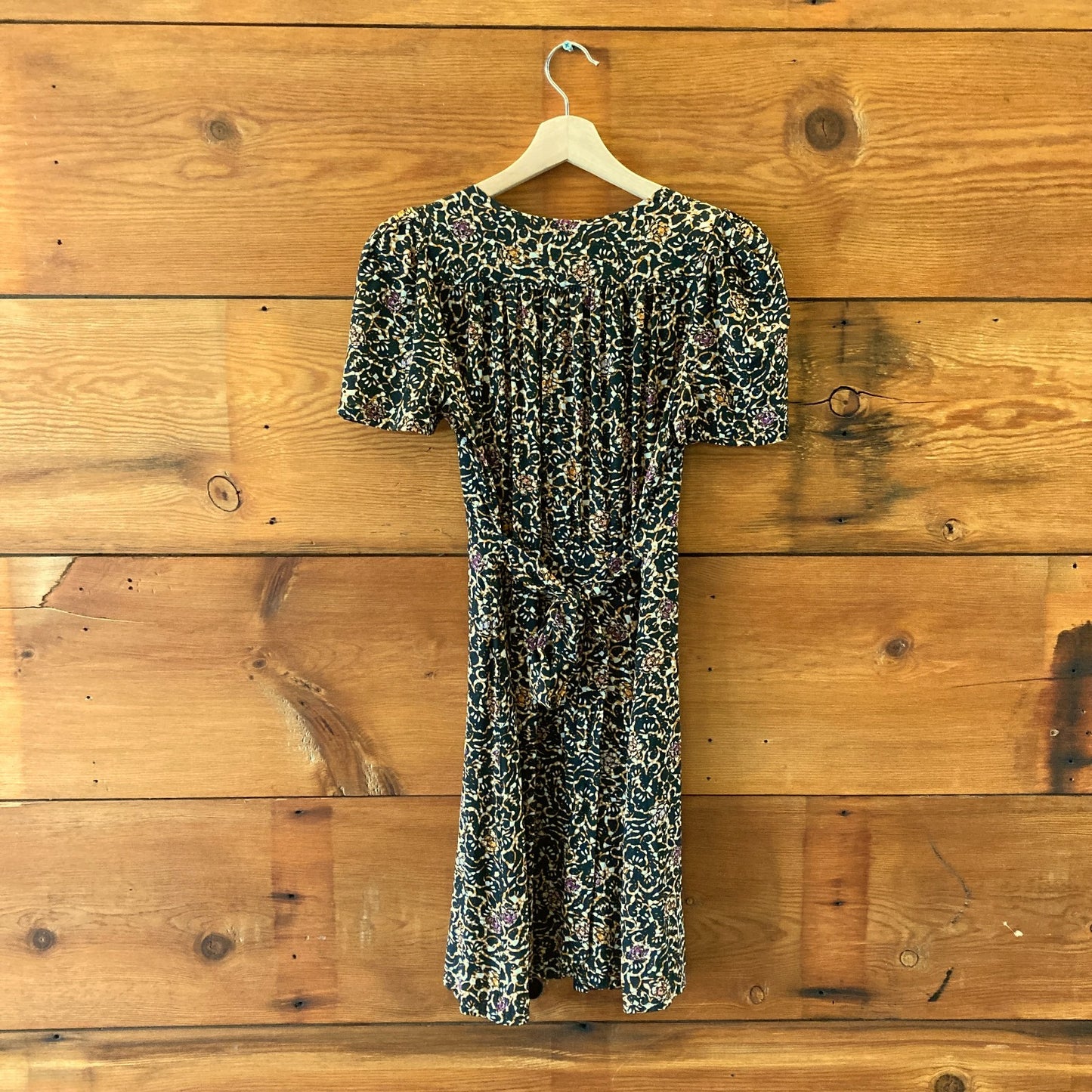 Sessun Black Brown Floy Joy Print Claudia Short Sleeve Dress - Size S - 0813CP