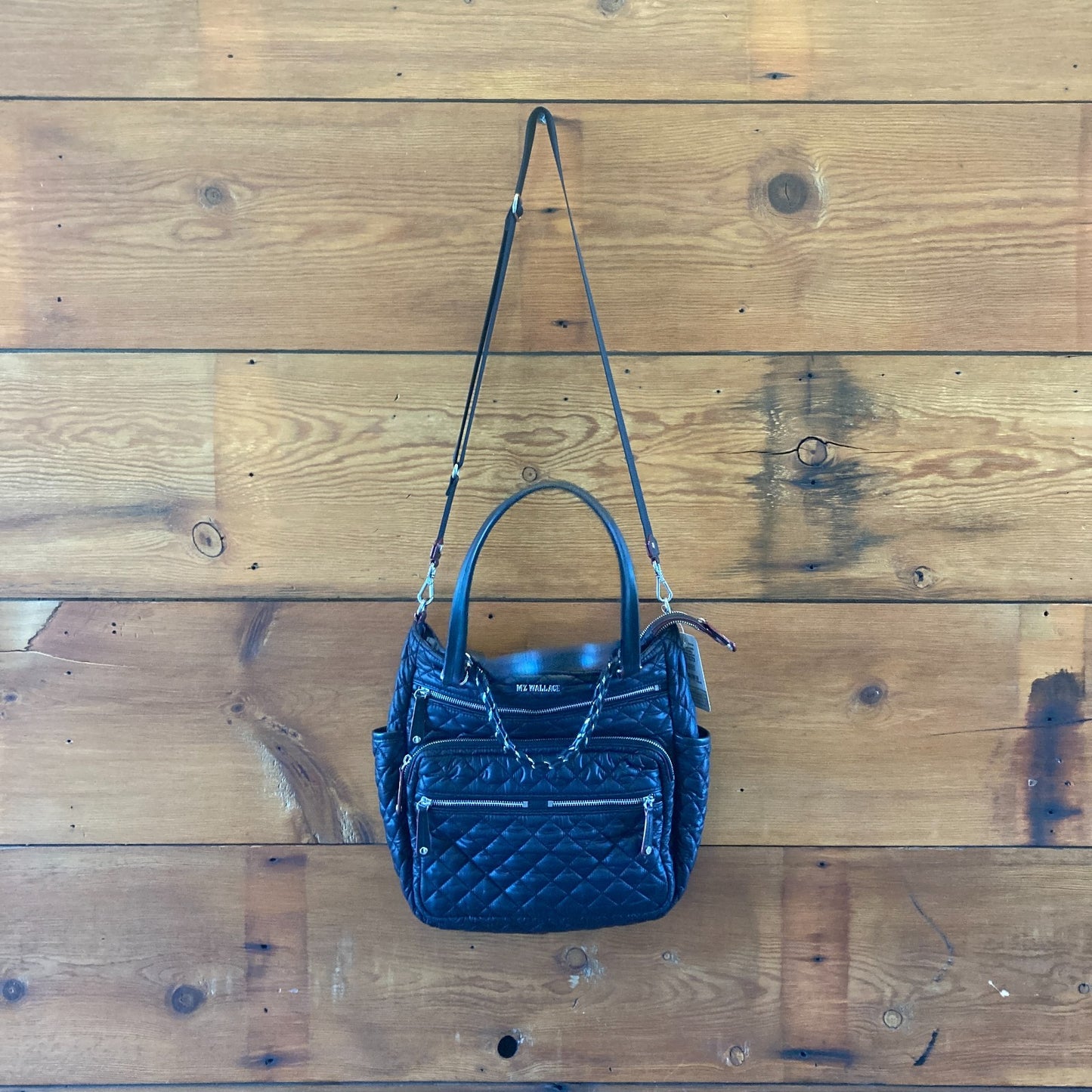 MZ Wallace $365 Black Crosby Magazine Quilted Nylon Tote Bag Purse - 1117KW