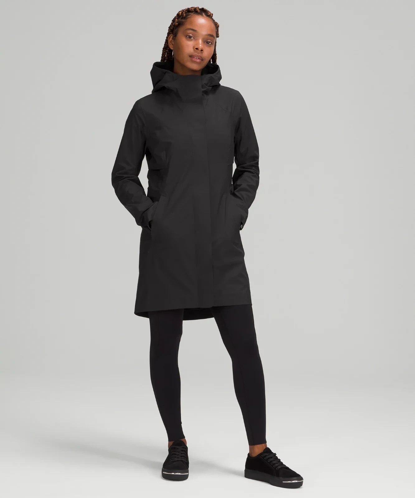 Lululemon Black Zip Up Hooded Rain Rebel Jacket Coat - Size 6 - 0521JT