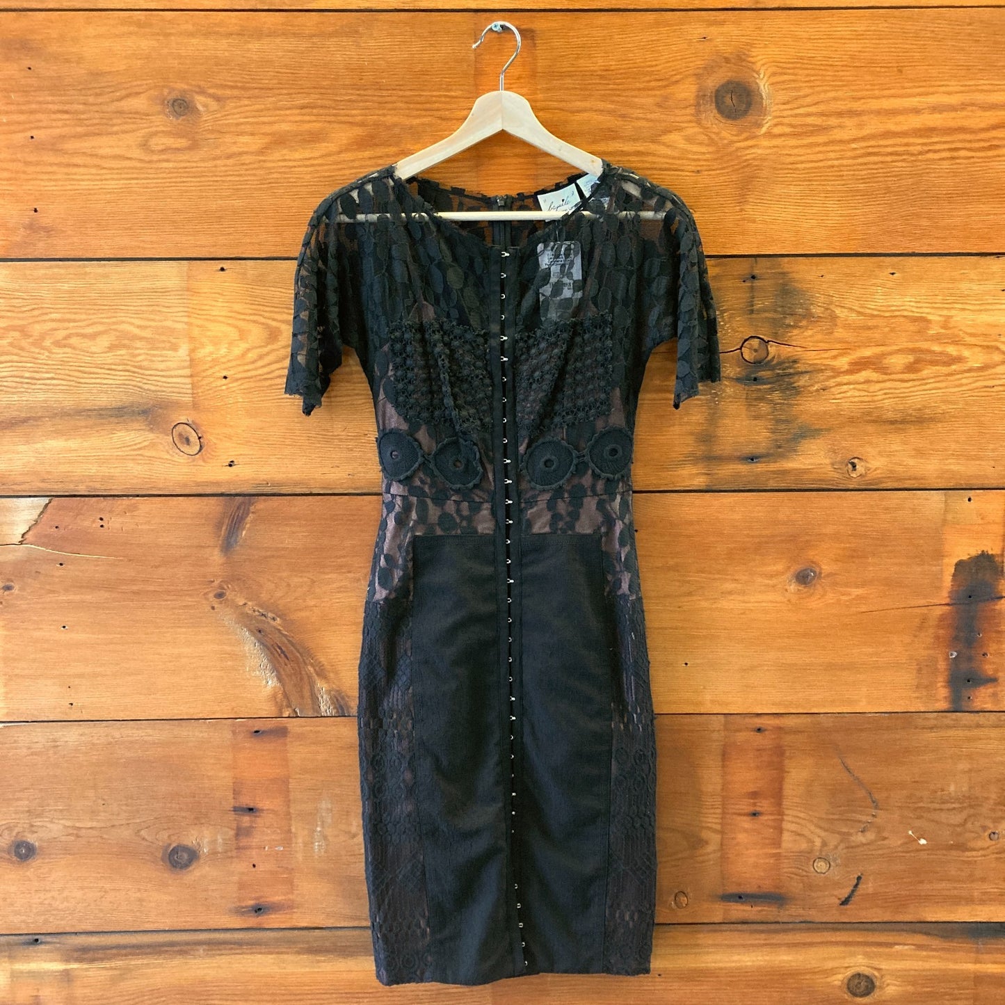 0 - Beguile Byron Lars Black Lace Carissima Fitted Pencil Dress 0308LS