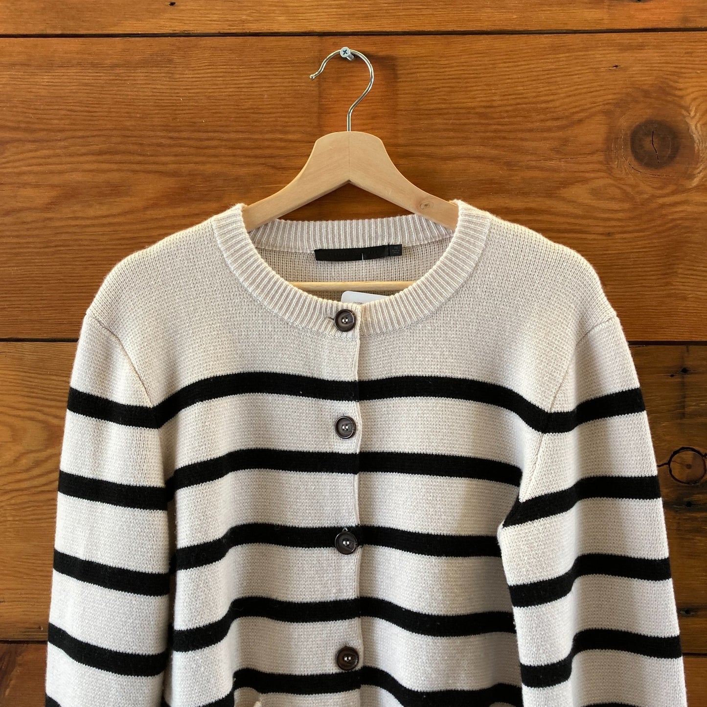Jenni Kayne $525 Ivory & Black Stripe Cooper Cardigan Sweater - Size XL - 0924GC