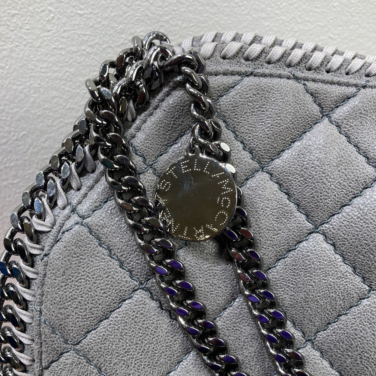 Stella McCartney $440 Gray Quilted Chain Strap Falabella Bag Purse - 1017SC