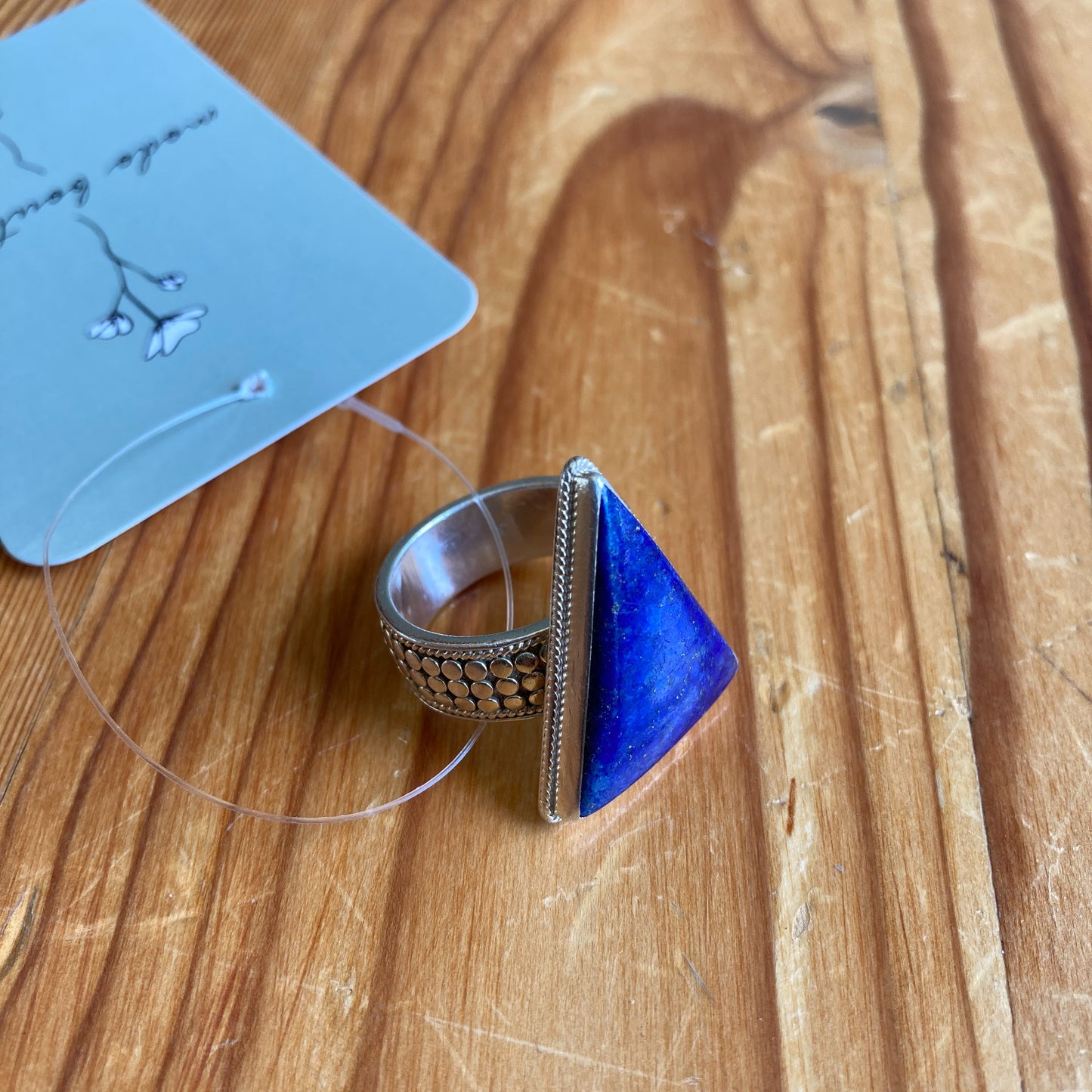 Anna Beck Sterling Blue Stone Triangle Cocktail Ring - Size 7 - NEW - 0716MD