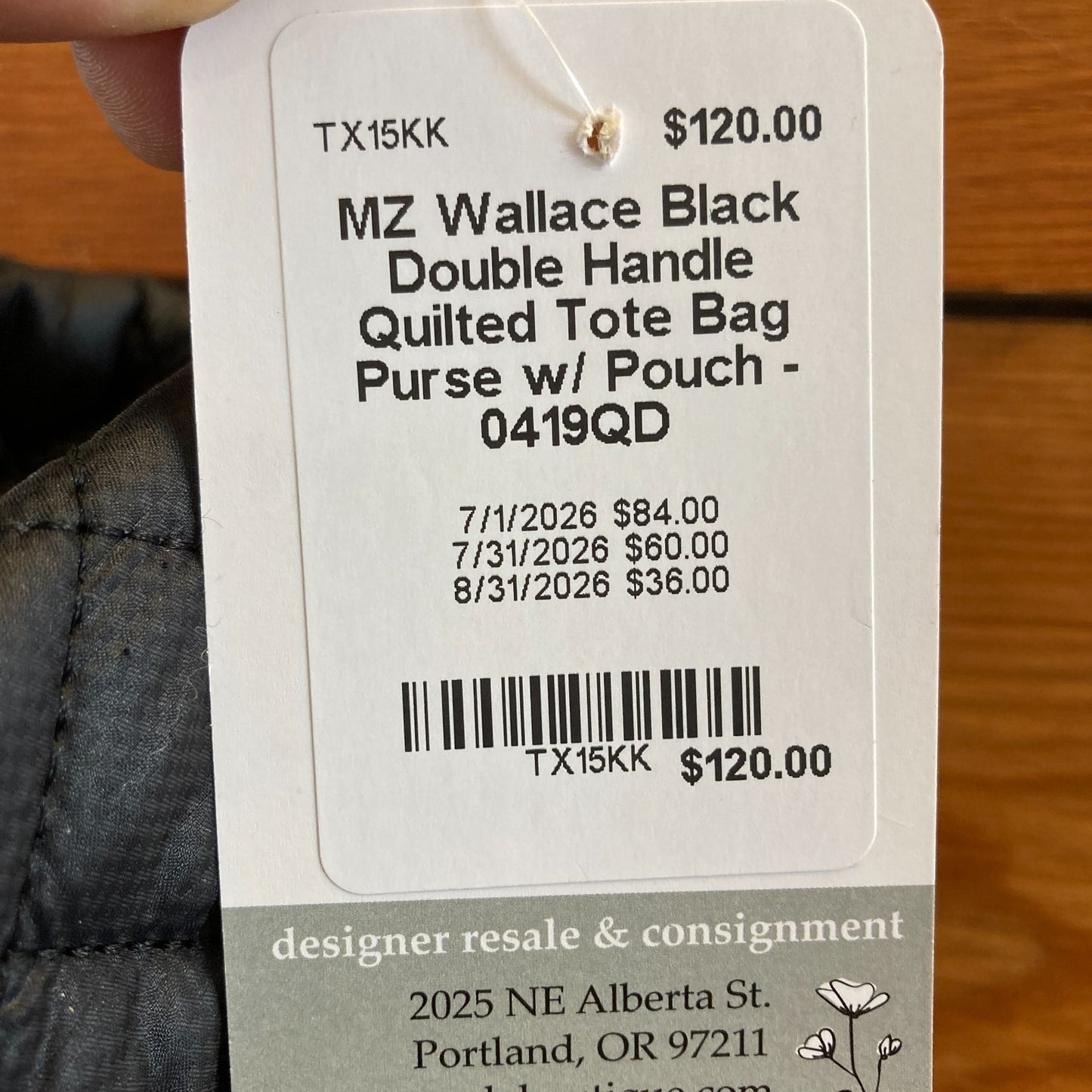 MZ Wallace Black Double Handle Quilted Tote Bag Purse w/ Pouch - 0419QD