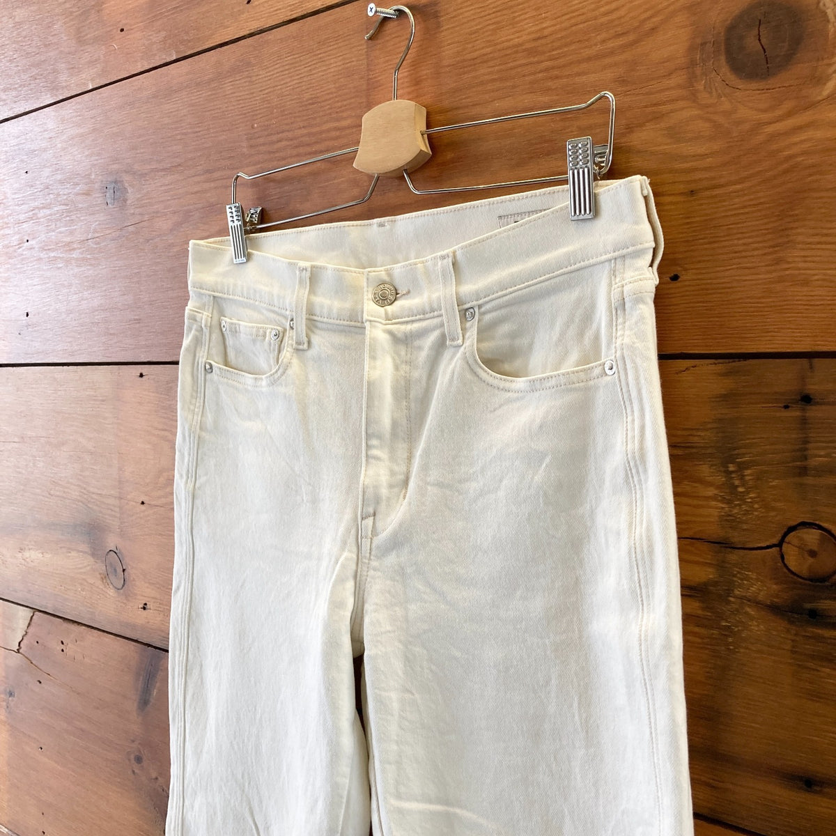 AYR White Denim The Knockout Mid-Rise Barrel Leg Jeans - Size 29 - 0815CJ