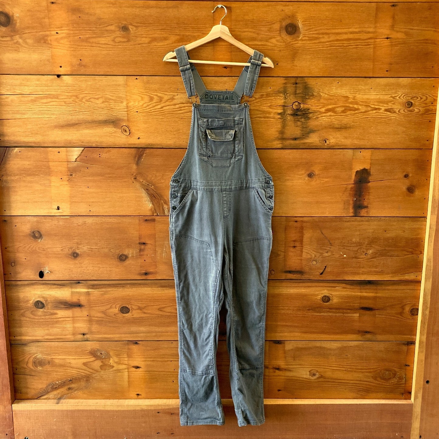 Dovetail Gray Canvas Freshly Reinforced Knees Overalls - Size 12 / 32 - 1209SH