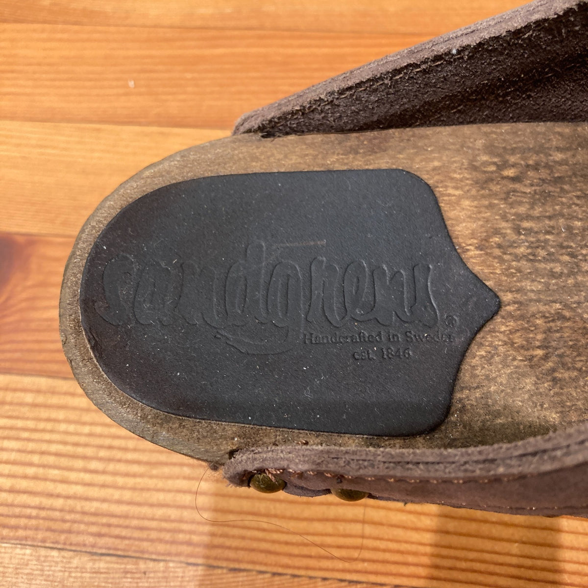 Sandgrens Brown Leather Wood Studded Clog Mule Shoes - Size 37 / 6.5 - 0312IG