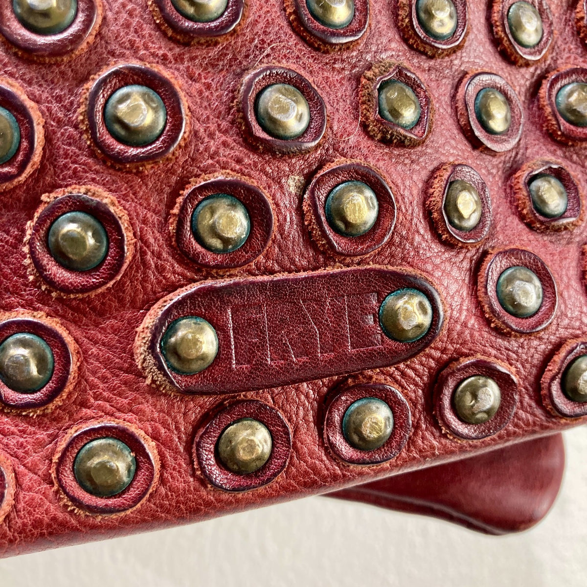 Frye Reddish Brown Jenna Studded Disc Crossbody Bag Purse - 0501SE