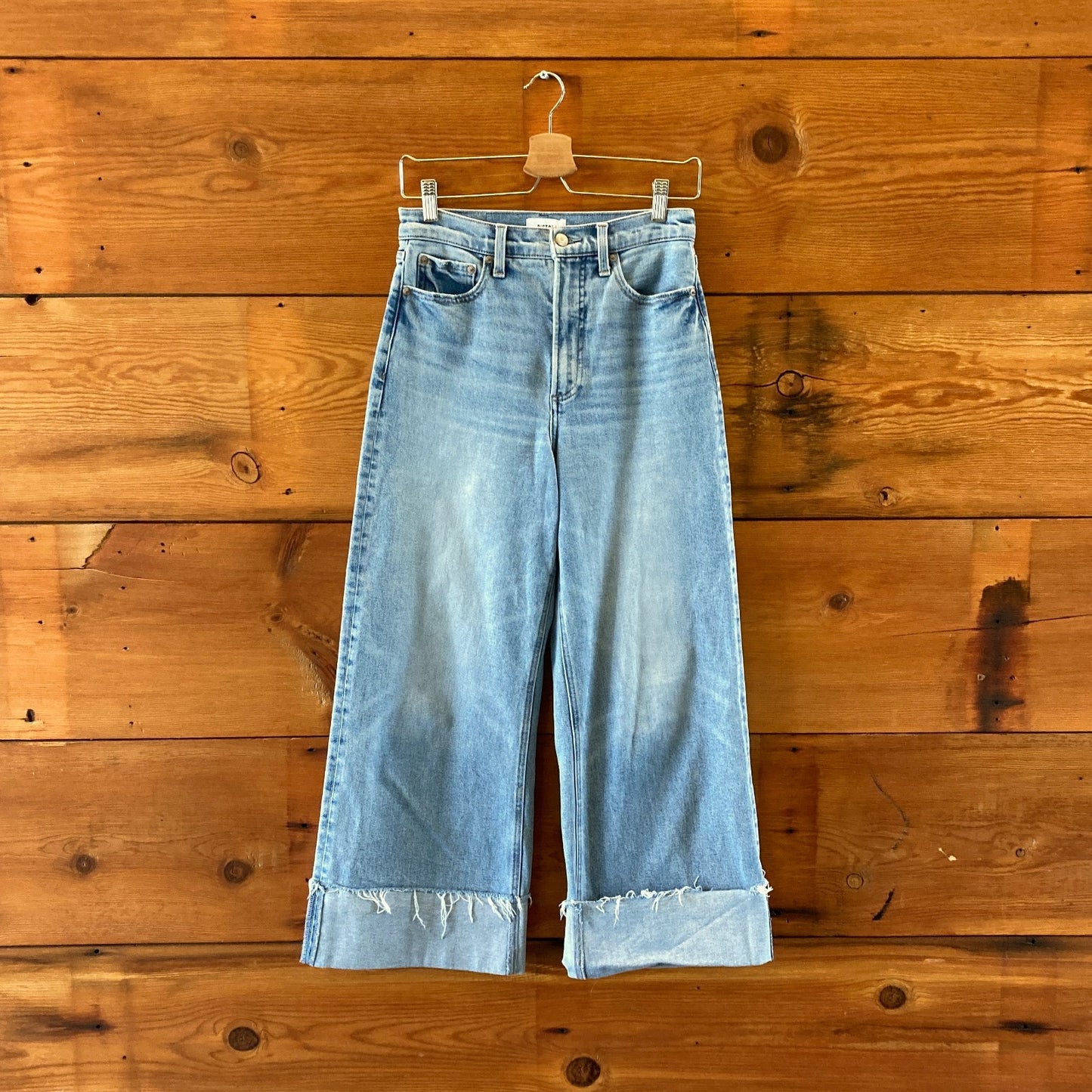 Pistola Light Wash High Rise Denim Wide Leg Lana Cuffed Jeans - Size 27 - 0707PN