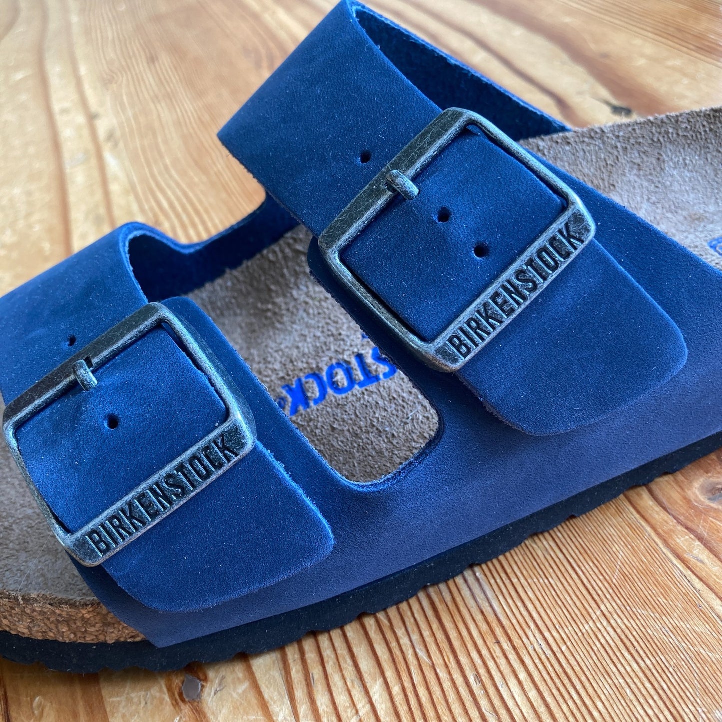 Birkenstock Blue Nubuck Leather Arizona Sandals Shoes - Size 38 w/ Box - 0514AK